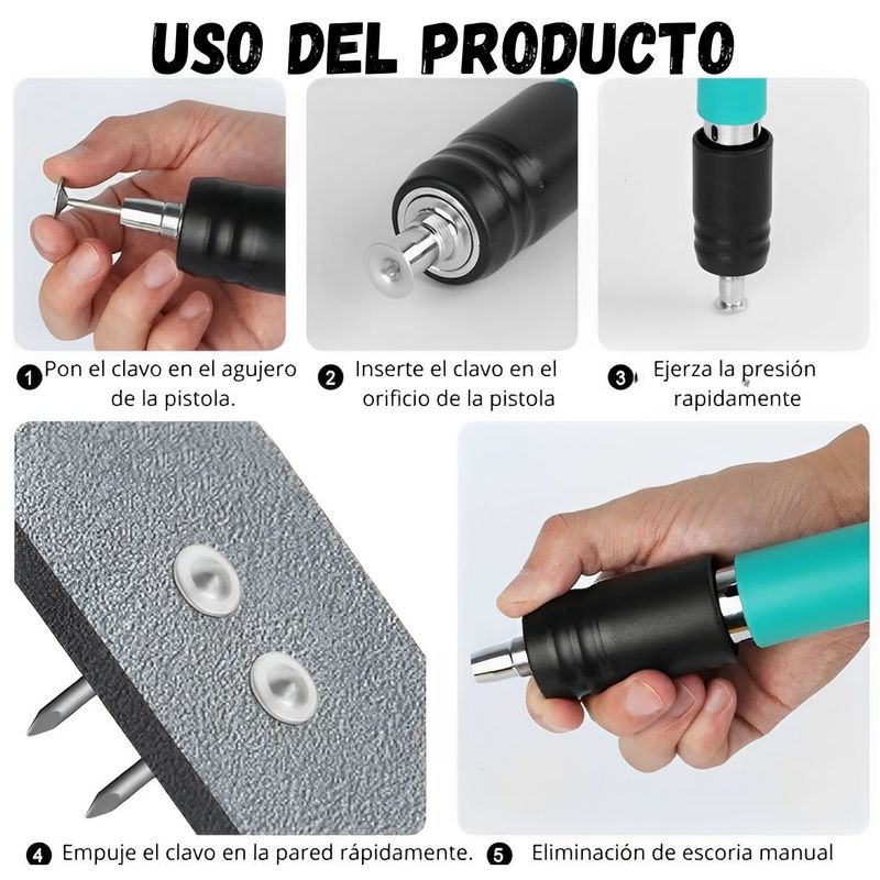 Pistola 2x1: clavos y remaches